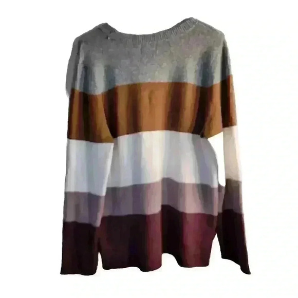 Pinque Women's Sweater Size XL Crew Neck Pullover Colorblock Striped - Picture 2 of 5
